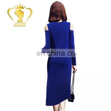 Support OEM & ODM 2017 New Fashion Pattern 3/4 Sleeve Woman Long Casual Ladies Off-shoulder Dress photo-2