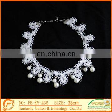 white color good quality fashion new design lovely necklace trim made from lace and beads