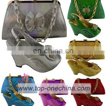 TSH221 Sliver High quality Italian shoes matching bags/Matching shoes and bags sets for party