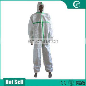 Waterproof Green Seal Strip Safety Disposable Coverall