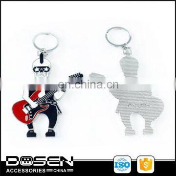 Custom Novel Design Punk Decoration Cool Skeleton Guitarist Guitar Metal Logo Music Emblem Key Chain Pendant For Belt Hangbags