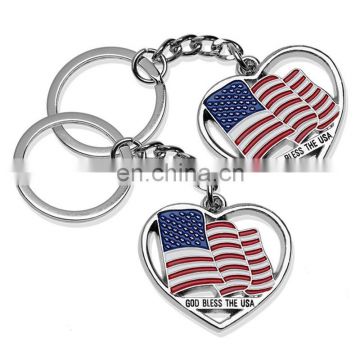 Logoson Wholesale Heart Shape USA Souvenir Keychain Custom Your Unique Design