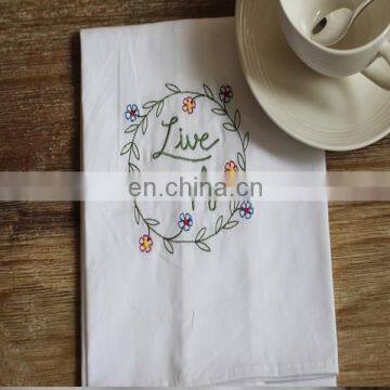 100% Indian Cotton floral hoop embroider Tea Towel