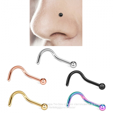 Bending rod stainless steel titanium steel stud body piercing jewelry, foreign trade jewelry anti allergy ear nail factory direct wholesale
