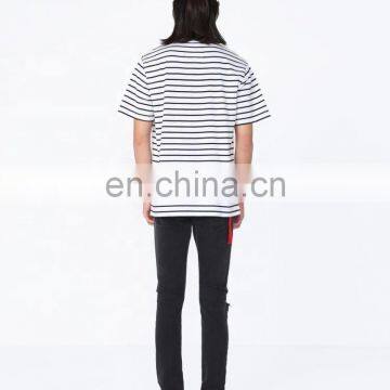 DiZNEW Design Your Own Oversize Mercerized Cotton Short Sleeve Striped t Shirt photo-6