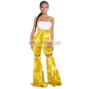 Streetwear Sexy Women Elastic Ruffles Hole Flare Pants Leggings High Waist Overall Trousers Draped Jogger Sweatpants photo-4