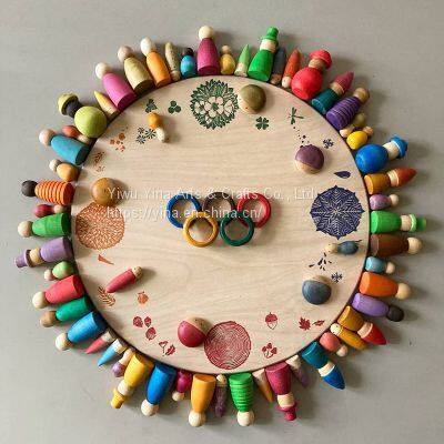 Mushrooms Honeycomb Droplets Tree Cones Mini Cones Blocks Toy DIY Wooden Rainbow Loose Parts photo-3