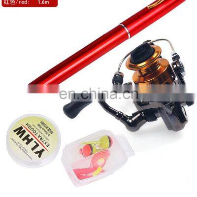 1.6m Portable telescopic Fiberglass Folded River Lake Rod fishing rod in pen case