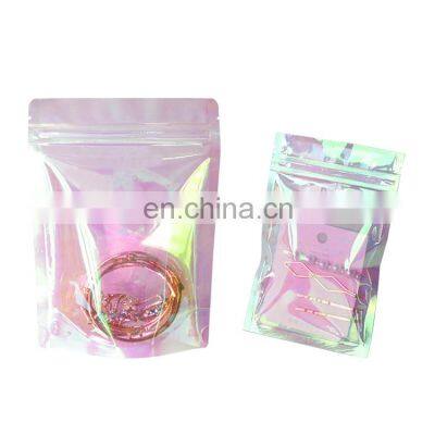 Resealable Smell Proof Hologram Stand Up Pouch Rainbow Color Mylar Holographic Stand Up Bag With Zipper for Jewelry photo-4