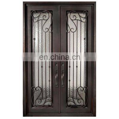 Decorative Exterior Arch Top Double Front Gate Wrought Iron Doors photo-3
