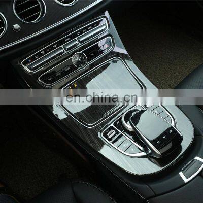 New Black Ash Wood Grain For Mercedes Benz E Class W213 2016 2017 ABS Console Gear Panel Frame Cover Trim Stickers photo-3