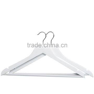 Wholesale manufactory provide high ending wooden clothes hanger White color