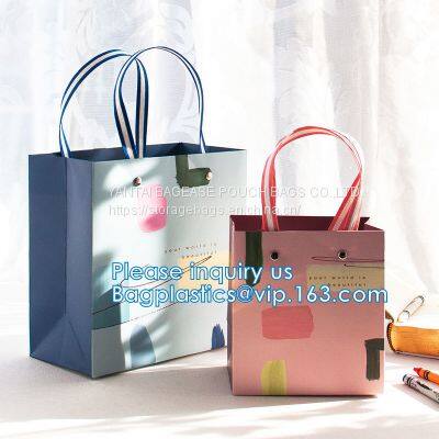 SQUARE BOTTOM, Custom Logo Kraft Paper Bag, White Kraft Paper Shopping Bag, Luxury Printed Packaging Paper Gift Bag photo-3