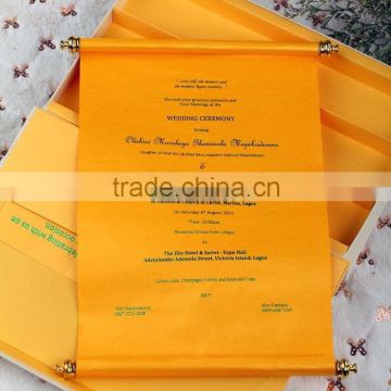 Best Selling in 2016 Unique Royal Yellow Scroll Wedding Invitations