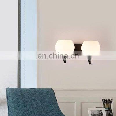 High Quality European Art Deco Reading Bedroom Loft E27 Glass Ball Black Luxury Bedside Led Modern Nordic Wall Lamp photo-4