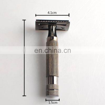 High Quality Stainless Steel Metal Black Barber Straight Double Edge Blades Shaving Safety Razor