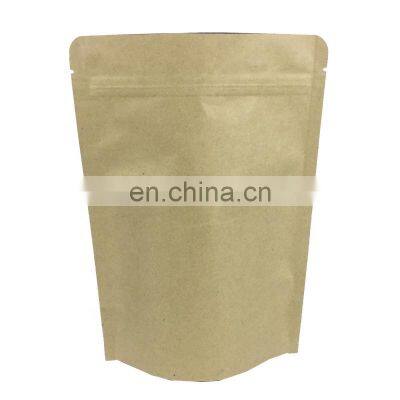 Plain Foil Lined Zipper Stand up Pouch Food Grade Kraft Paper Bag With Valve photo-2