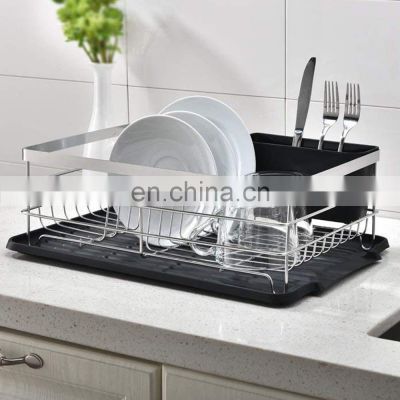 Dish Drying Rack, 3 Piece Sturdy Kitchen Sink Side Draining Kitchen Counter Top Chrome Dish Drying Rack