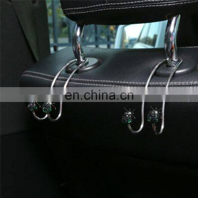 2pcs Stainless Steel Car Hanger For Bags Universal Seat Headrest Rhinestones Auto Hooks Car Hangers Bling Interior