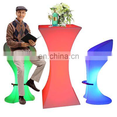 Waterproof LED Bar Table LED glow illuminated event night club led light bar stool furniture high cocktail table chair set