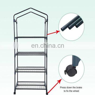 4-Tier Outdoor Mini Small Garden Greenhouses Grow Tent With Zippered Cover and Metal Shelves photo-4