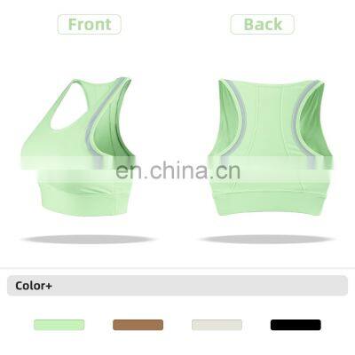 Fixed Pads Contrasting Colors Custom Sports Bras Racer Back High Impact Gym Tops