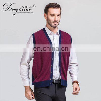 Custom Sleeveless Button Cardigan V-Neck Men's Vest Waistcoat Knitted Weaving for Spring Season photo-2