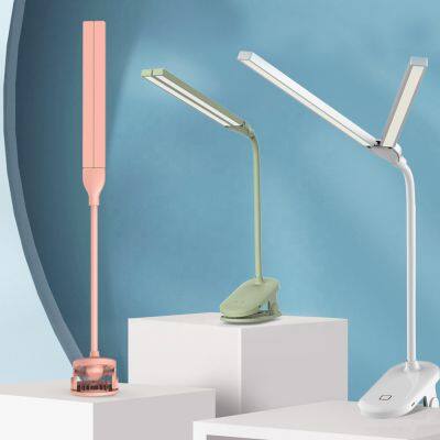 LED Desk Table Lamp Two Head Adjustable Clip 3 Modes Lighting Eye-protected Office LED Reading Lamp For Student LED Desk Lamp