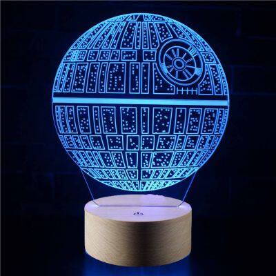 Lampadas de noite em led 3D decorativas para o quarto infantil da nova e muito vendida franquia Guerra nas Estrelas, lampada de noite em acrílico