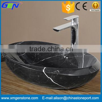 High Quality Polished Carved Black Marble Wash Room Sink