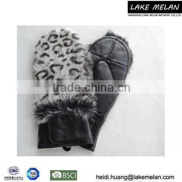 Lady's Pu/Fake Fur Glove With For AW 16 LMJC-018