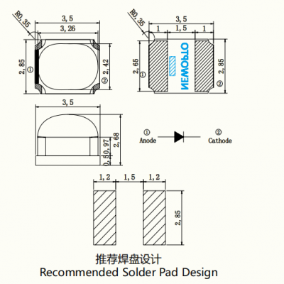 3528 Rectangular Light-Shape SMD InfraRed LED for Filling Light, IR Night Version, Security Monitoring, Visual Doorbell, Newopto photo-3