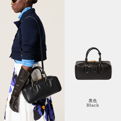 Bowling Bag Light Luxury Leather Handbag, Crossbody Boston Pillow Bag, High-end Women's Bag