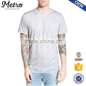 Wholesale Mens Polyester Dot Print Pocket T-Shirts