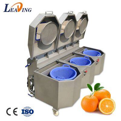 Automatic Three-cylinder Unit Leaf Vegetable Onion Zucchini Cleaner Industrial Potato Washing Machine