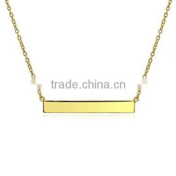 Stainless Steel Gold Plated Modern Design Bar Necklace 16in Free Engraving