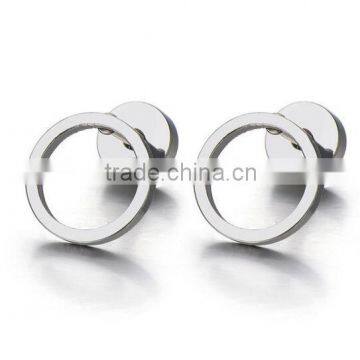 10MM Open Circle Screw Stud Earrings for Men Women Steel Cheater Fake Ear Plugs