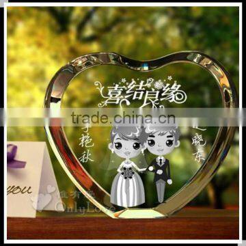 Top Quality 3D Laser Crystal glass custom Cube for Wedding Gifts