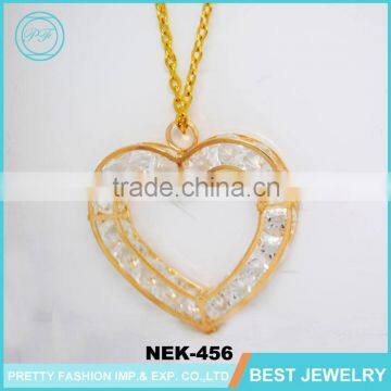 online shop china promotional crystal in heart shape 18k gold jewelry necklace