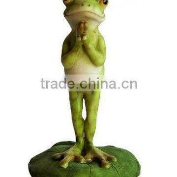 Top Collection Miniature Fairy Garden and Terrarium Yoga Frog on Lotus Leaf Namaste Statue