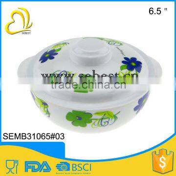 EPK eco-friendly handle 6.5" melamine round plastic bowl with lid