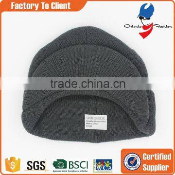 plain flat brim beanie hat for men