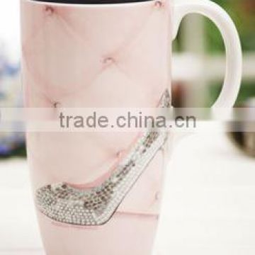 Pink High Heel design Ceramic Mug with lid