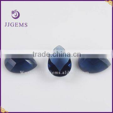 Top Quality dark blue pear shape faceted flat back glass gems