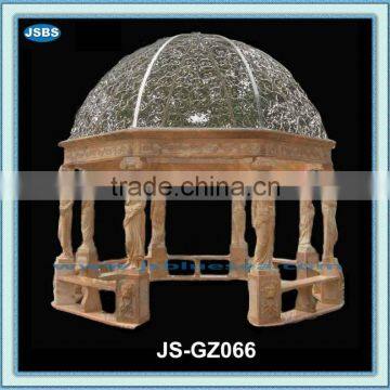 hand carved natural stone gazebo with glazed roof