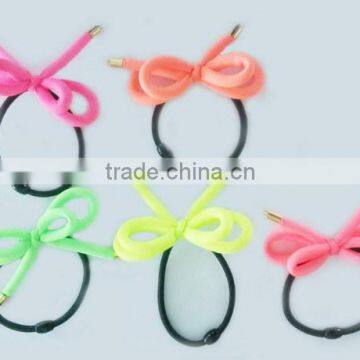 Wholesale new cheap neon colored bow hair tie