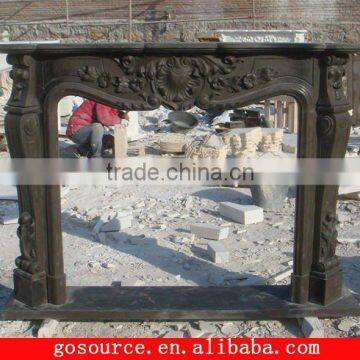 black marble stone fireplace mantels