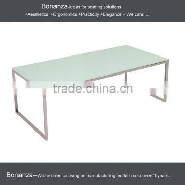 T-010L#High Gloss Stainless Steel Tempered Glass Coffee Table