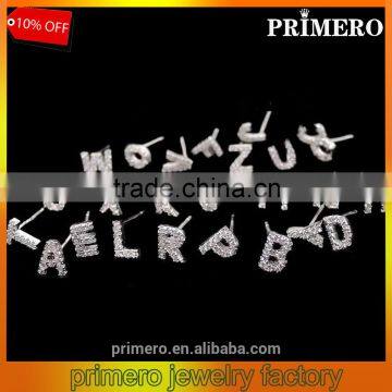 Luxury Styles 26 English Names Alphabet Letter Word Crystal Stud Earring Valentine's Gift