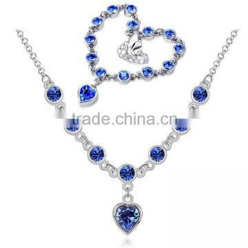 artificial crystal stone necklace and bracelt set for valentine gift